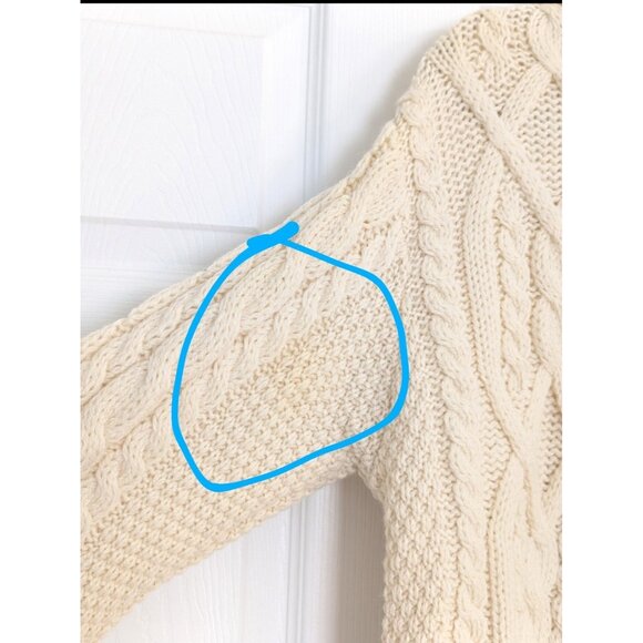 Aran Craft Ivory Merino Wool Zip Cardigan Sweater Cable Knit Fisherman Sz XL - Picture 8 of 11